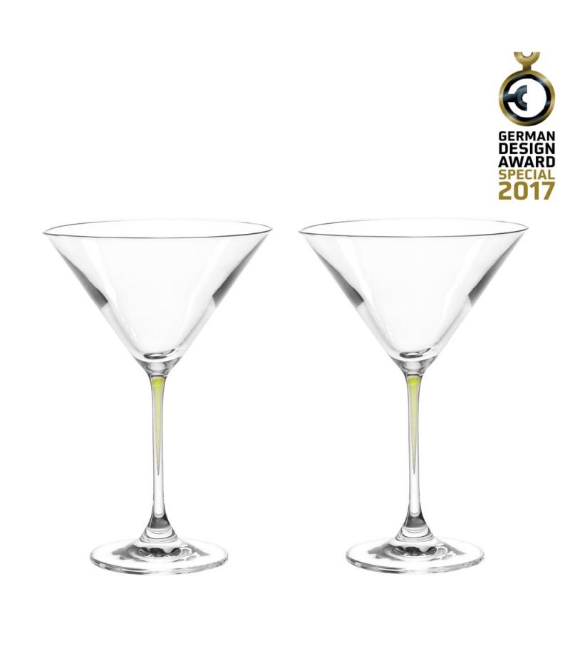 Leonardo Cocktail Glass Set Green Stem LA Perla