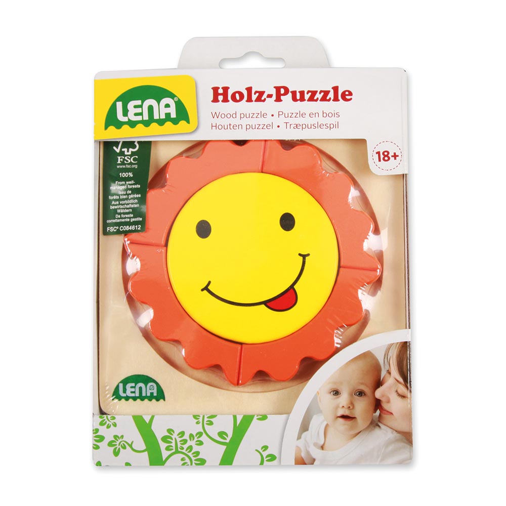 LENA Wooden Puzzle for Children 18 Months and Up: Happy Sun