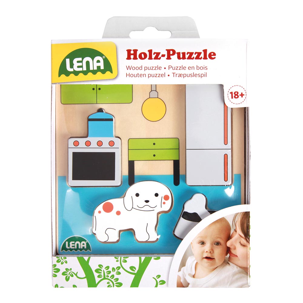 LENA Wooden Puzzle for Children 18 Months Up: Colourful Kitchen