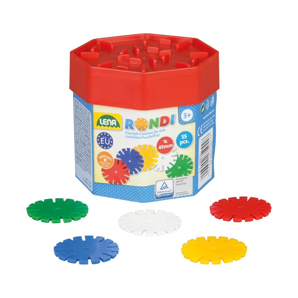 LENA Toy Construction Pieces Multi-Coloured KIGA Rondi 45mm - 55 Piece