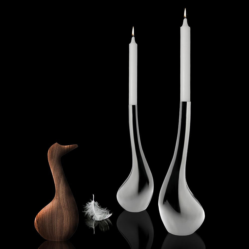 Vagnbys Mr and Mrs Swan Candlestick Set