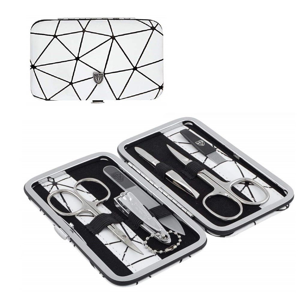 Kellermann 3 Swords Manicure Set 4255 F N Black White Faux Leather 6 Piece