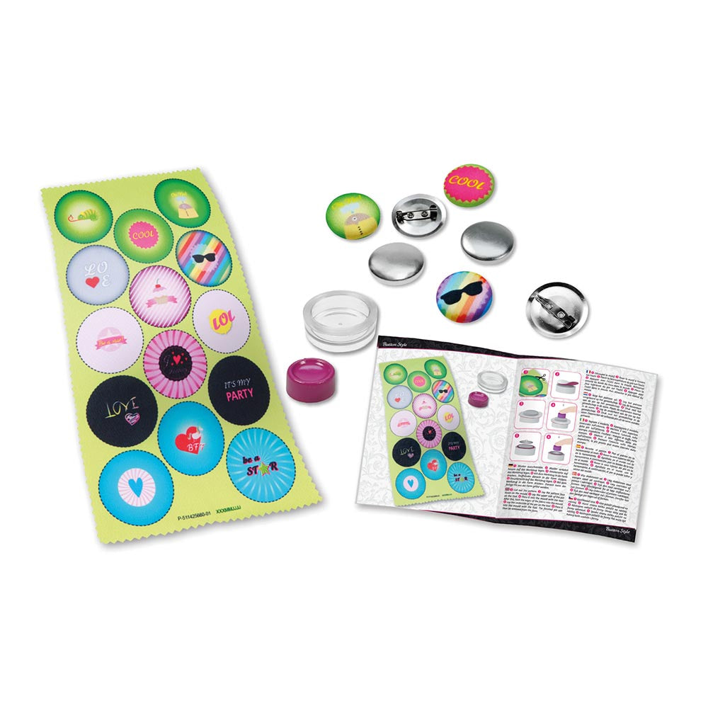 LENA Button Brooches: Arts & Crafts Make-Your-Own DIY Pins - Set of 10