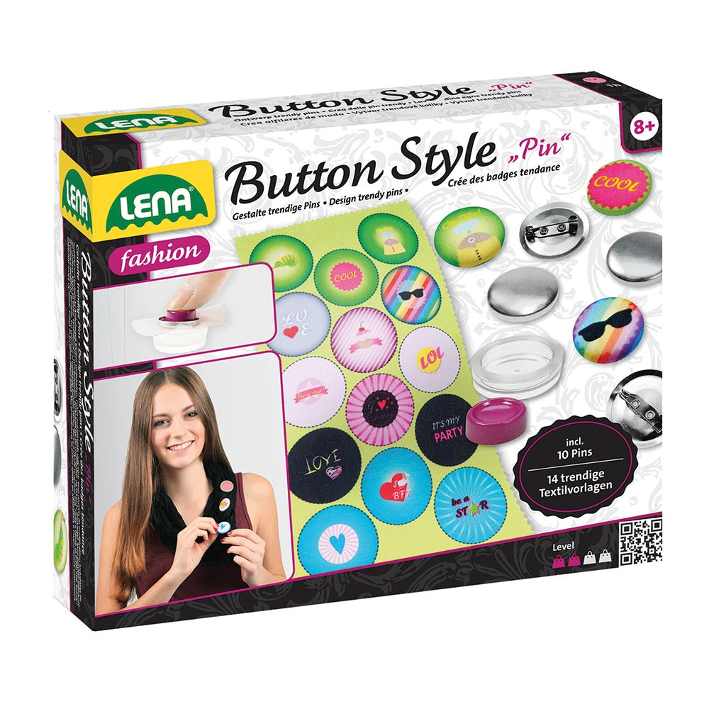 LENA Button Brooches: Arts & Crafts Make-Your-Own DIY Pins - Set of 10