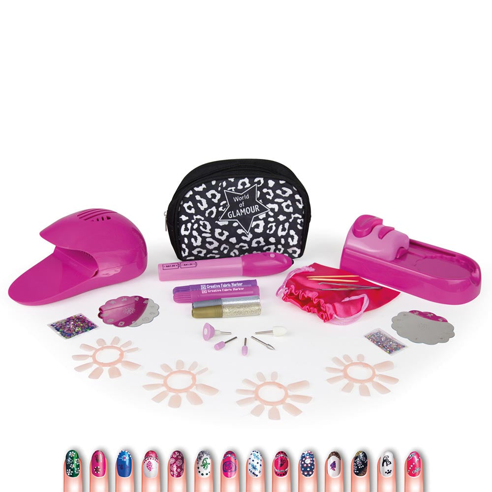 LENA Kids Nail Design Salon - Nails, Buffer, Beads, Design Stencil & Printer