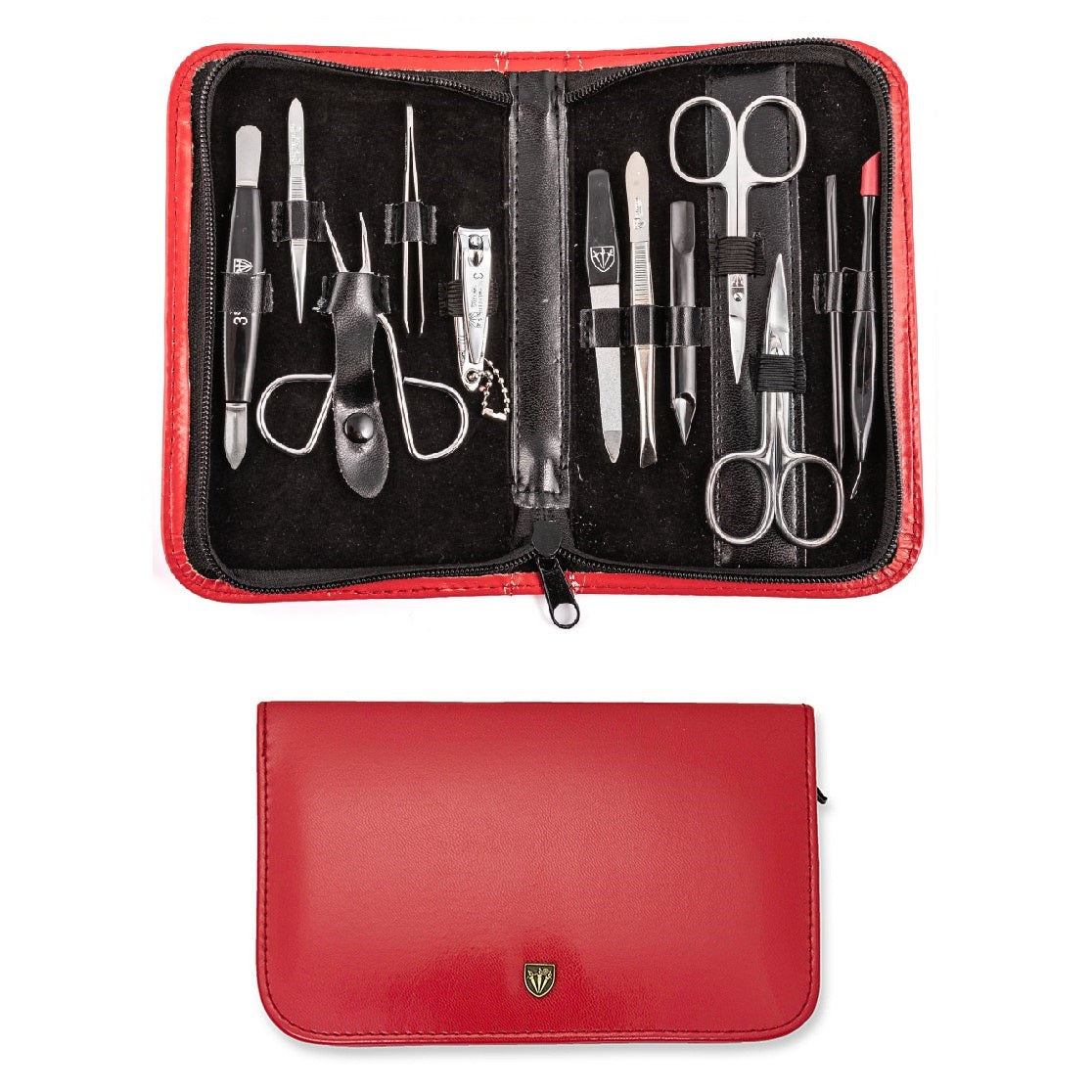 Kellermann Mani/Pedi Set in Red Faux Leather Case 5204 MC N-SP 12 Piece