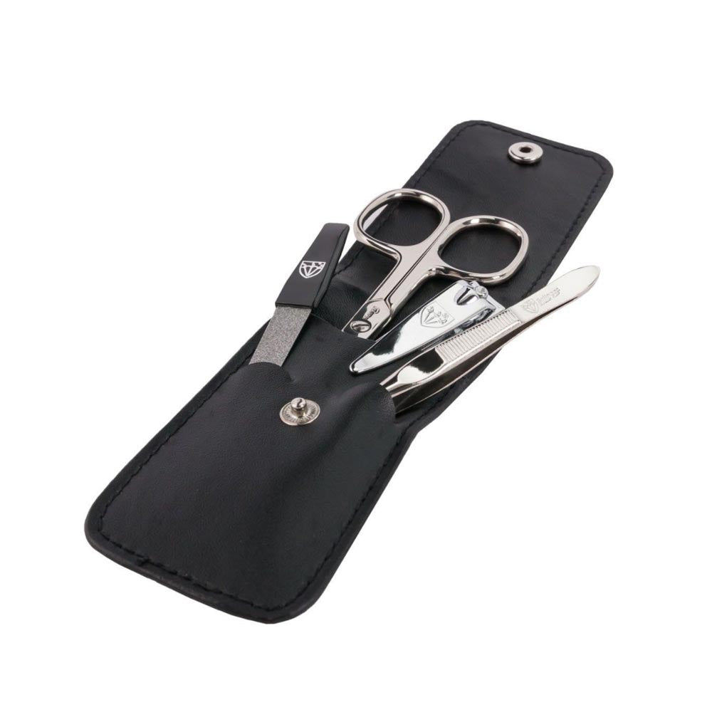 Kellermann Manicure Set Faux Leather Premium Set Black 56777 P N 4 Piece