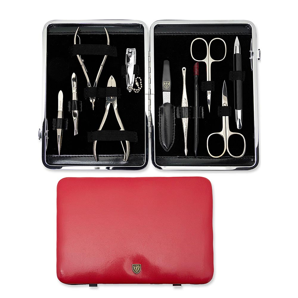 Kellermann Manicure Set Red 58381 PN - Artificial Leather 10 Pieces