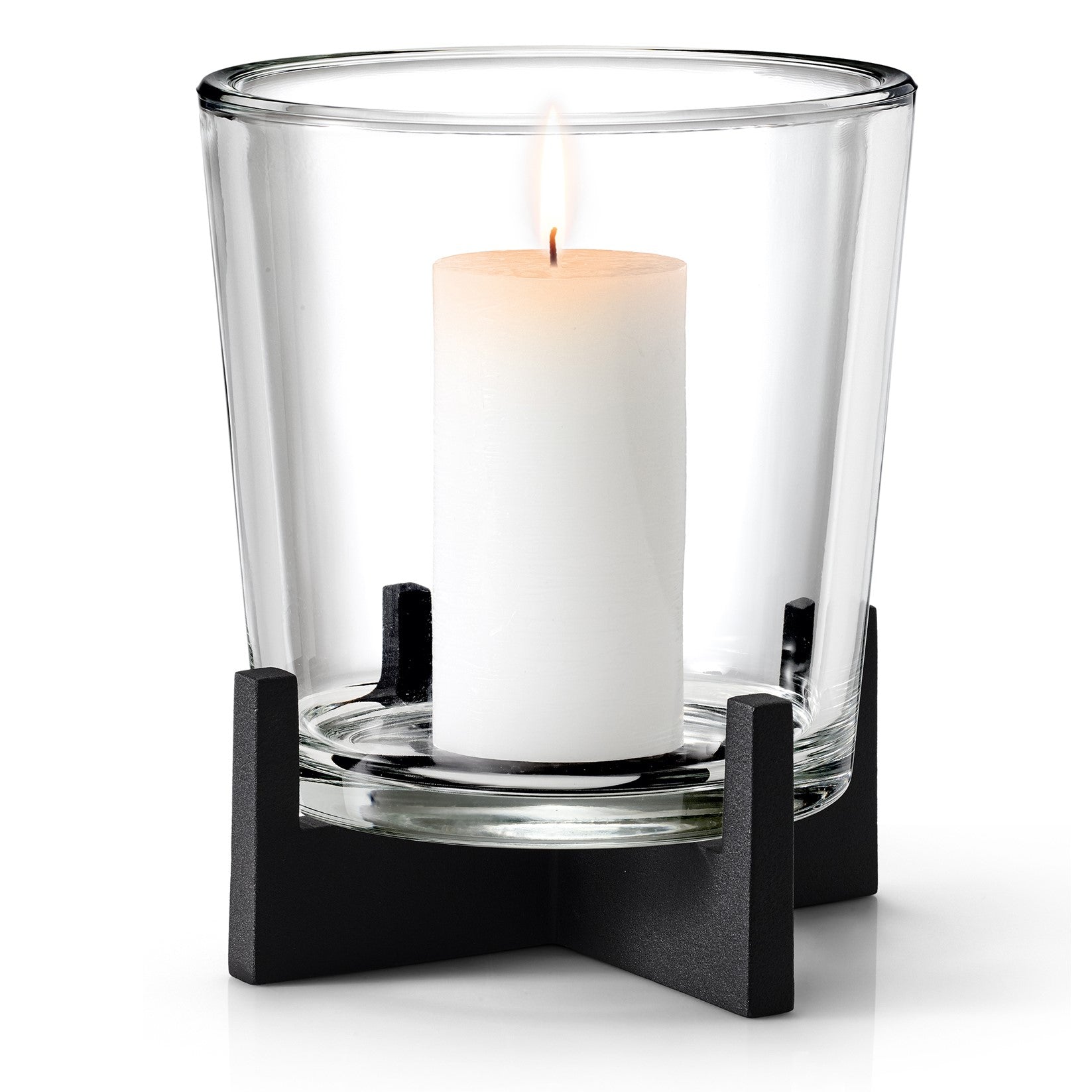 Blomus Candle Holder: Glass on Black Steel Base L NERO 23cm