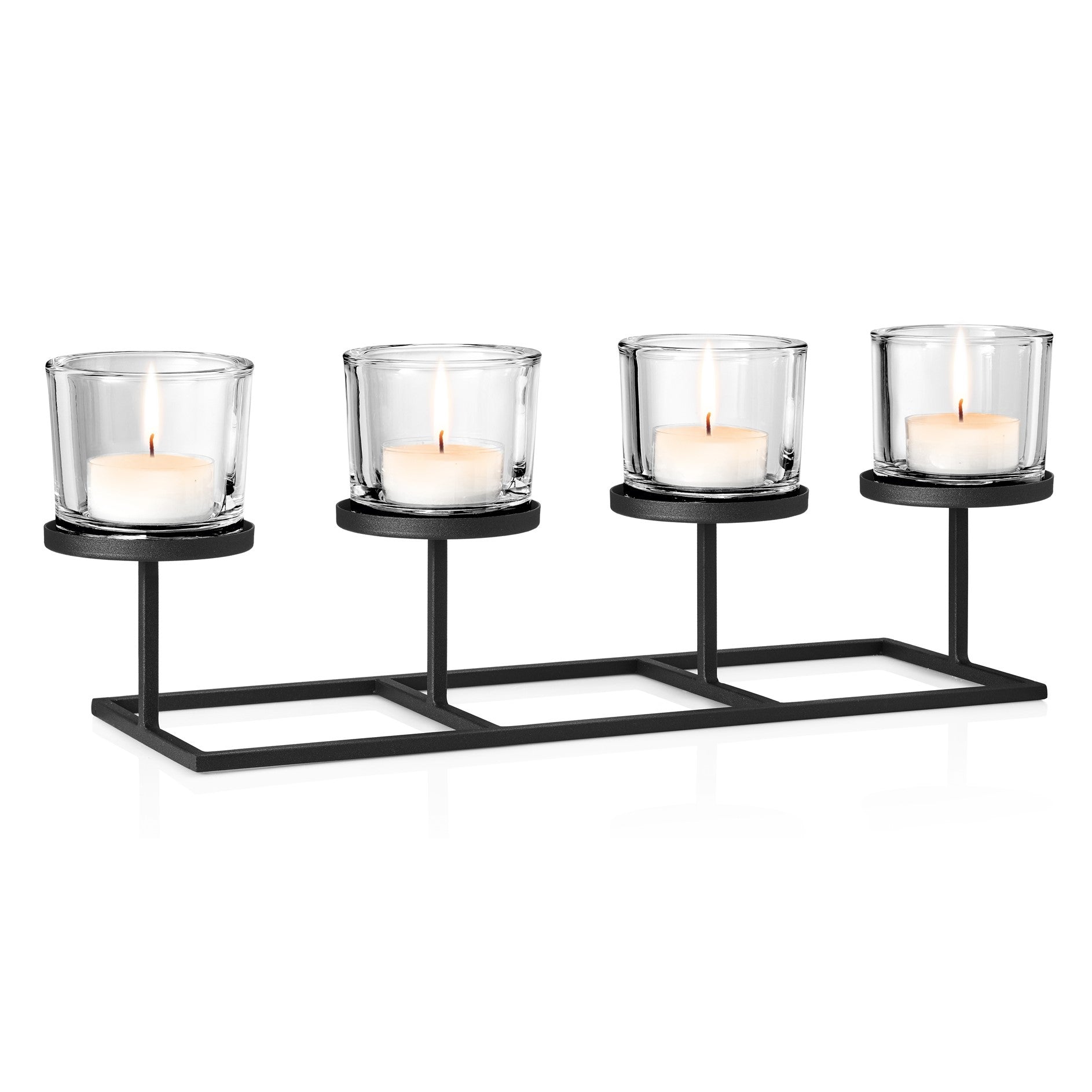 Blomus Candle Holder: Raised Tealights on Straight Black Steel Frame NERO