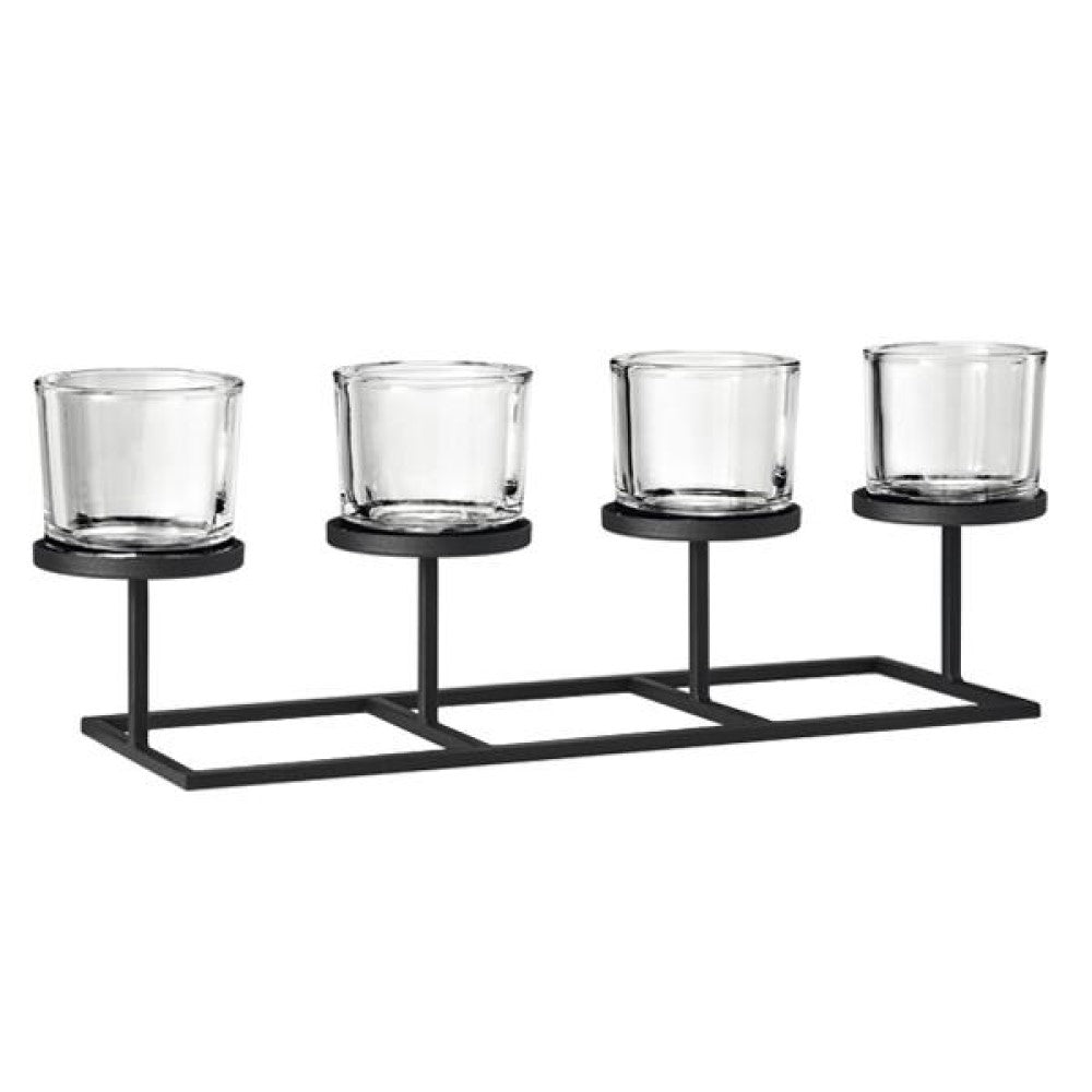 Blomus Candle Holder: Raised Tealights on Straight Black Steel Frame NERO