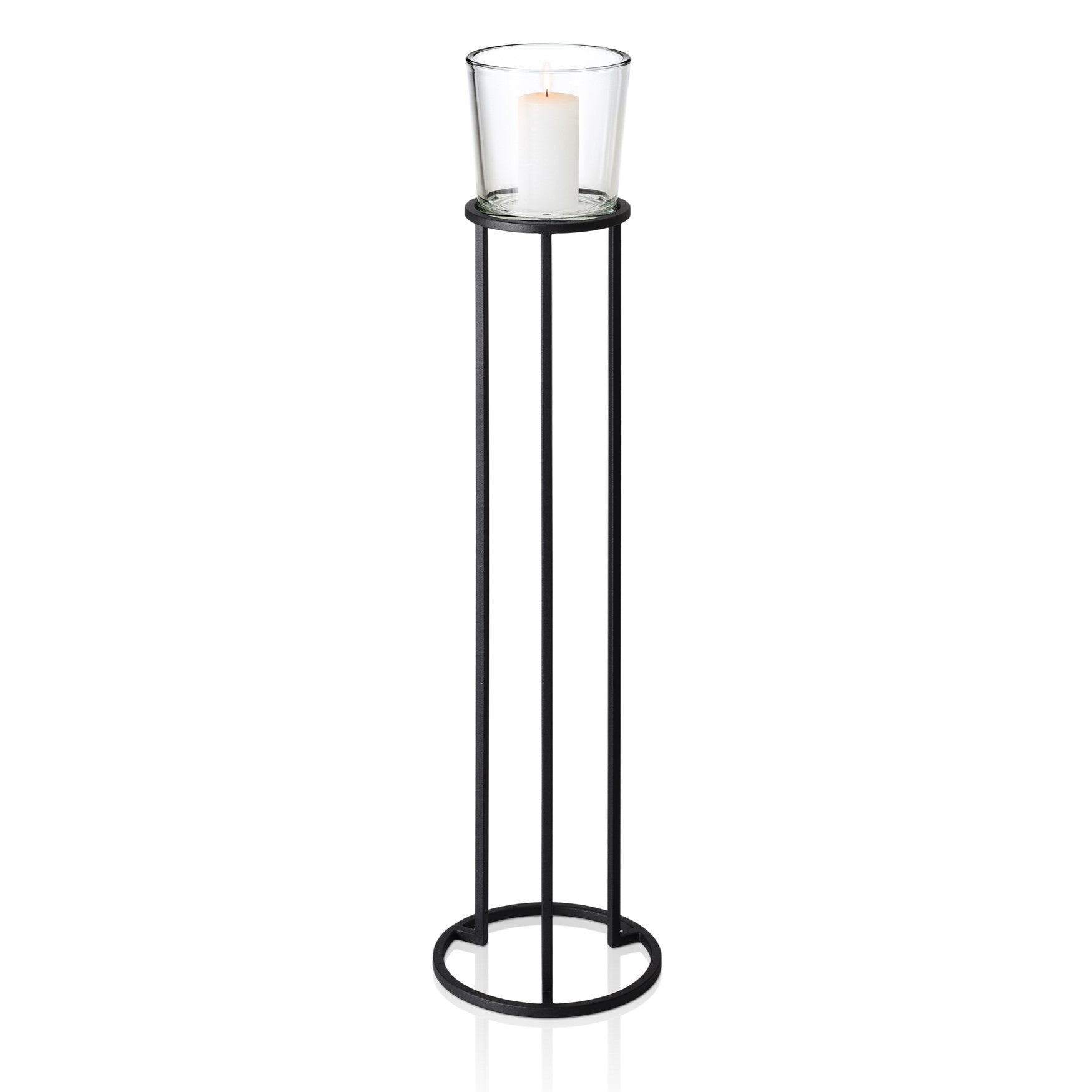 Blomus Candle Holder: Large Glass Holder on Black Steel Frame NERO M 108cm