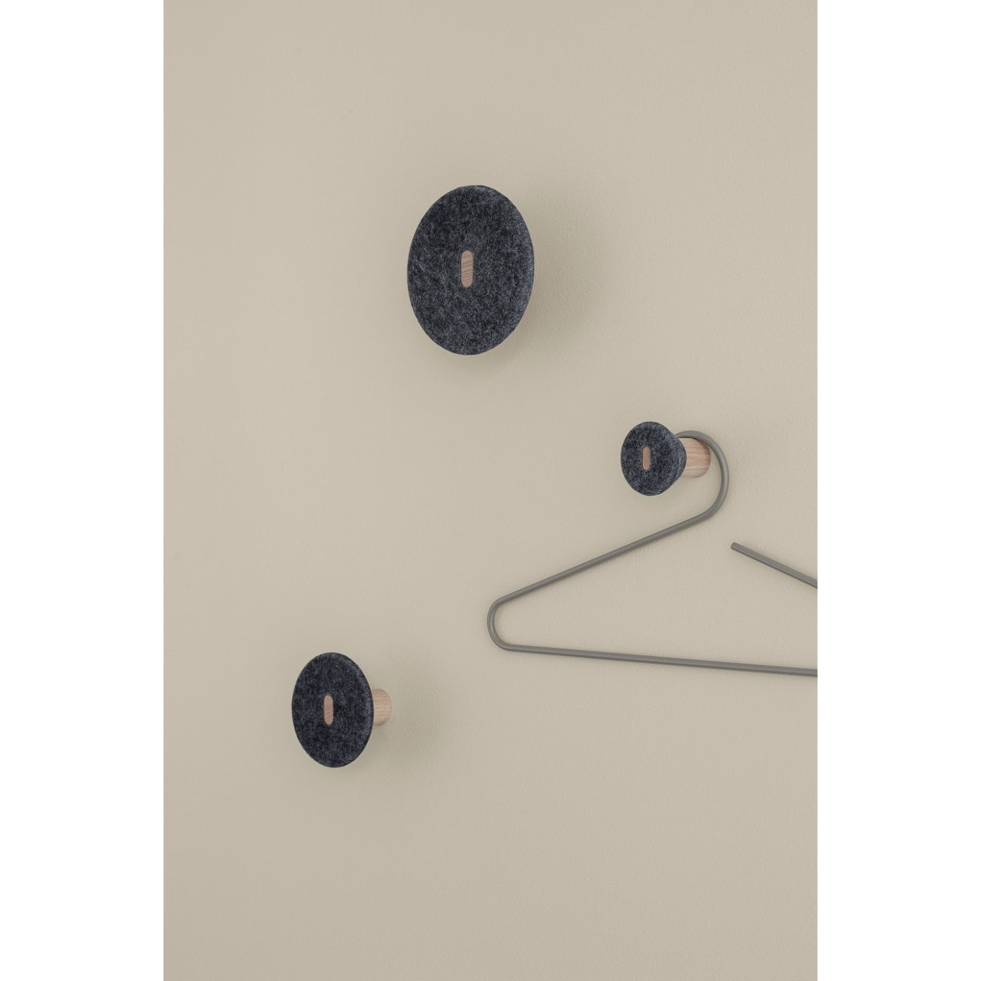 blomus Wall Hooks Dark Grey Melange Set of 3 PELA