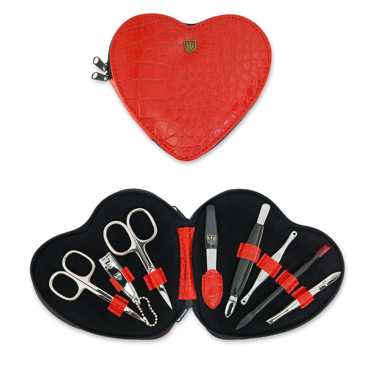 Demo - Kellermann Manicure Set Heart Croco Red 8 Pieces