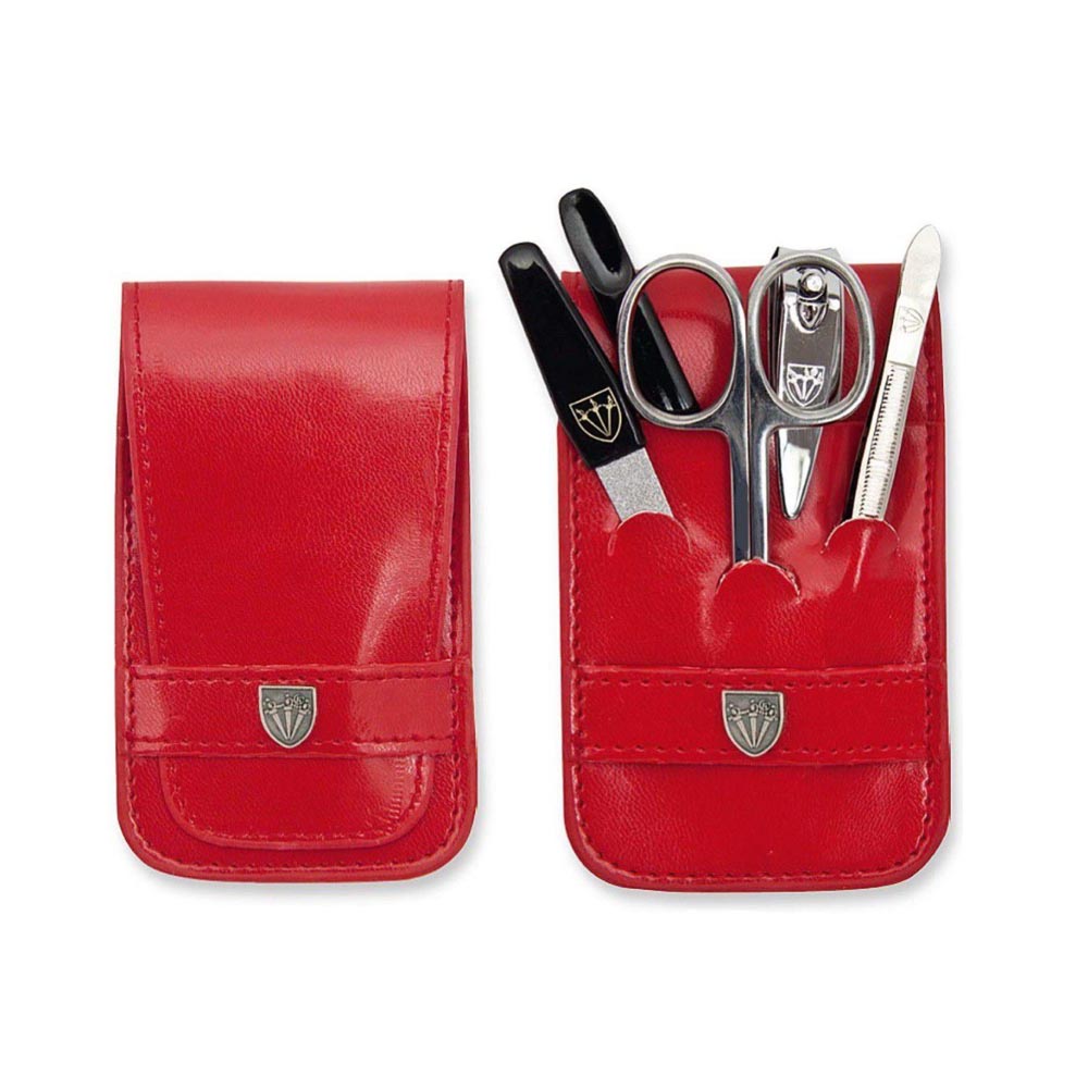 Kellermann 3 Swords Manicure Set BL 58831 MC N Red Faux Leather - 5 Piece