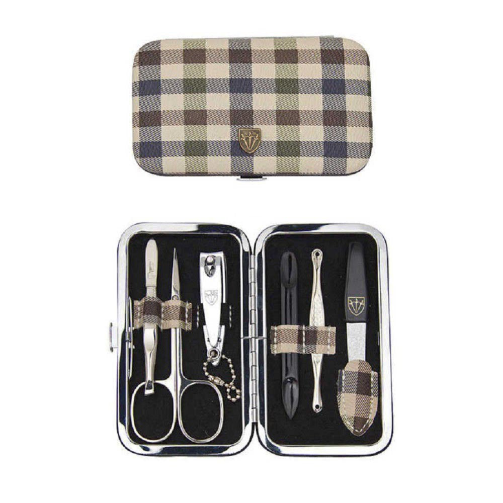 Kellermann 3 Swords Manicure Set BL 7858 P N Chequered Material - 6 Piece