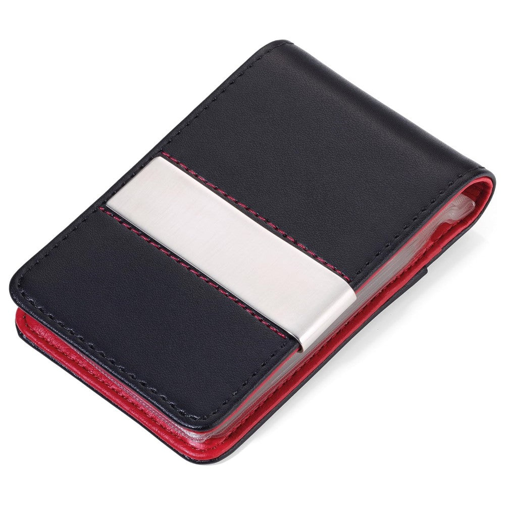 TROIKA Credit Card Case with Removeable PVC Insert & Money Clip: Black/Red