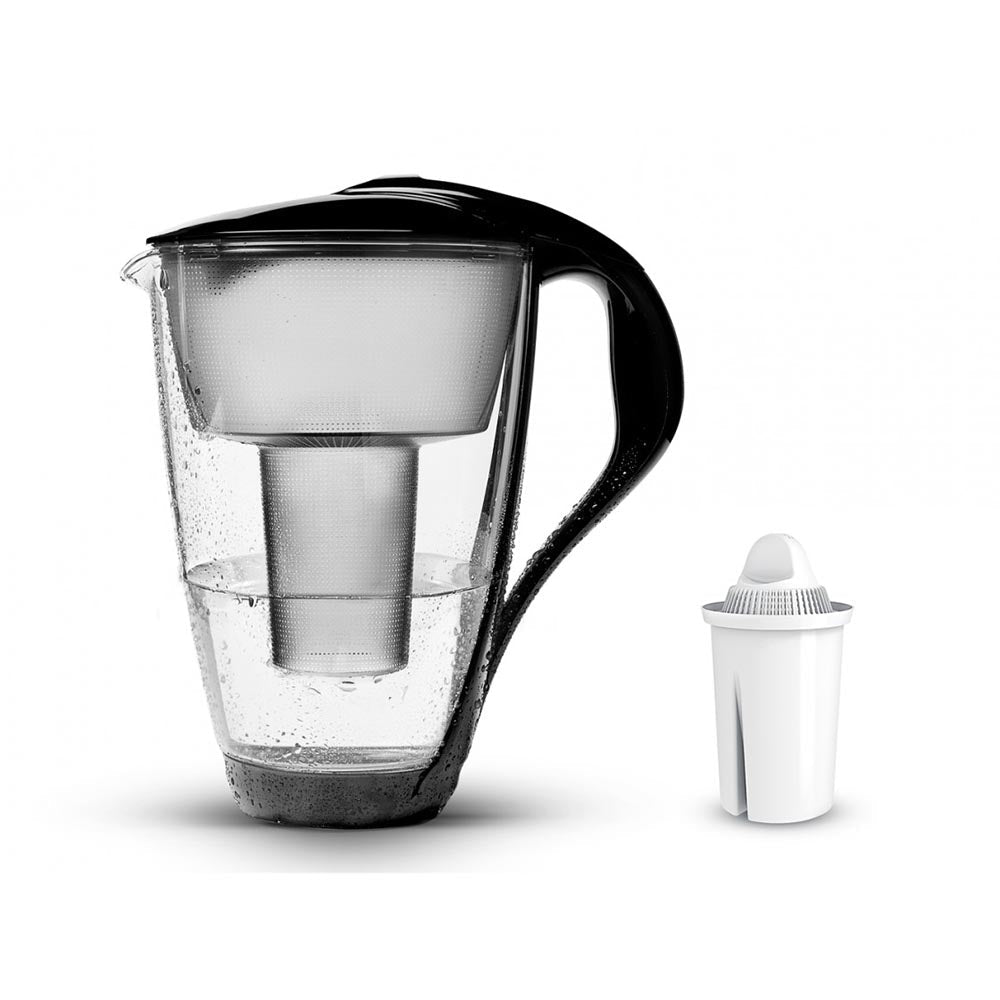 PearlCo Glass Water Filter Jug - Black