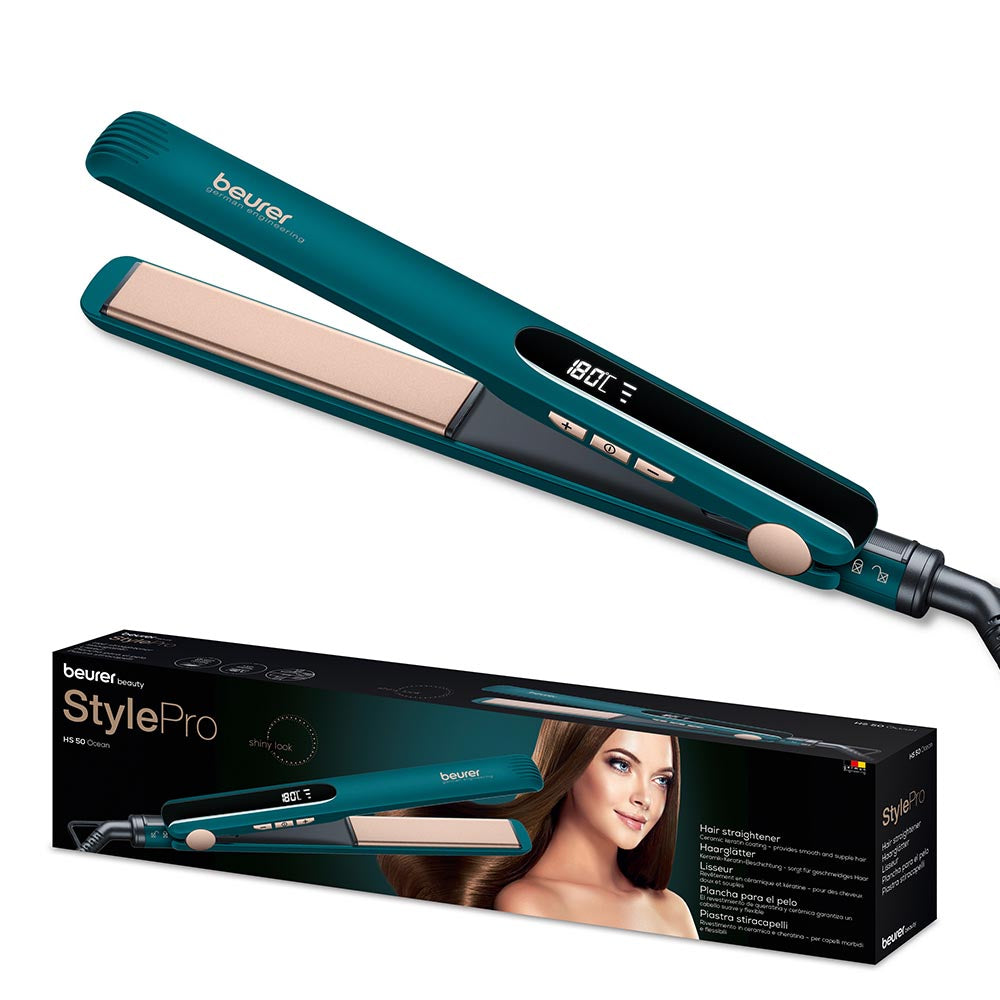 Demo - Beurer HS 50 Ocean Hair Straightener - Ceramic Keratin Coat with Temp Control