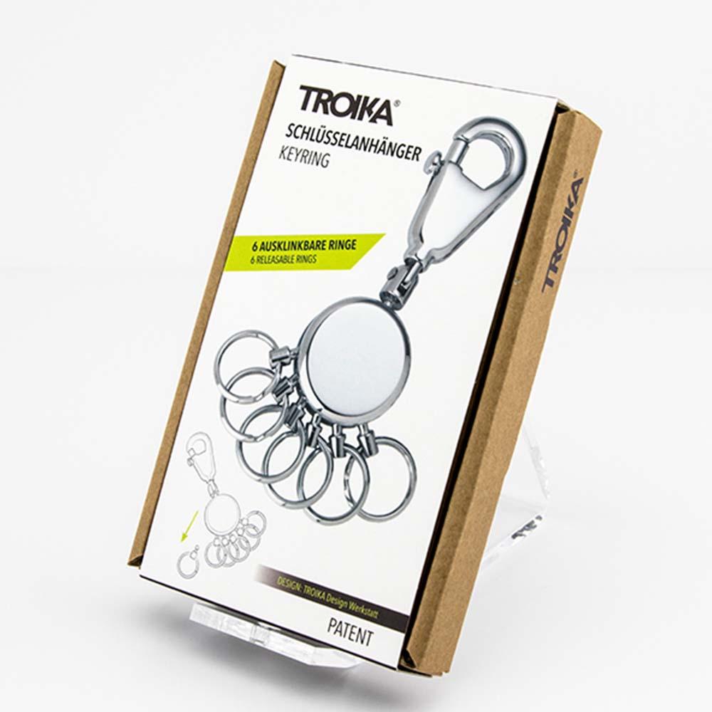 Troika Keyring With Carabiner and 6 Rings PATENT - Silver