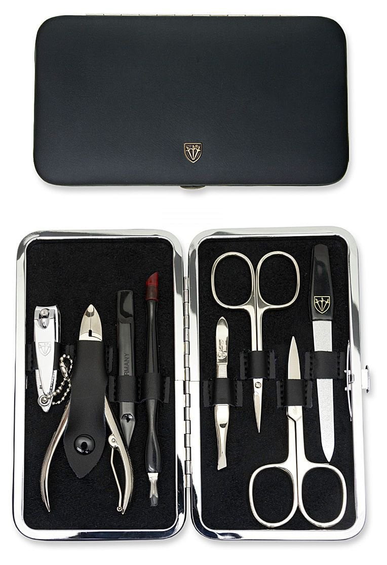 Kellermann Manicure Set Black L 7870 PN, Genuine Leather 7 Pieces