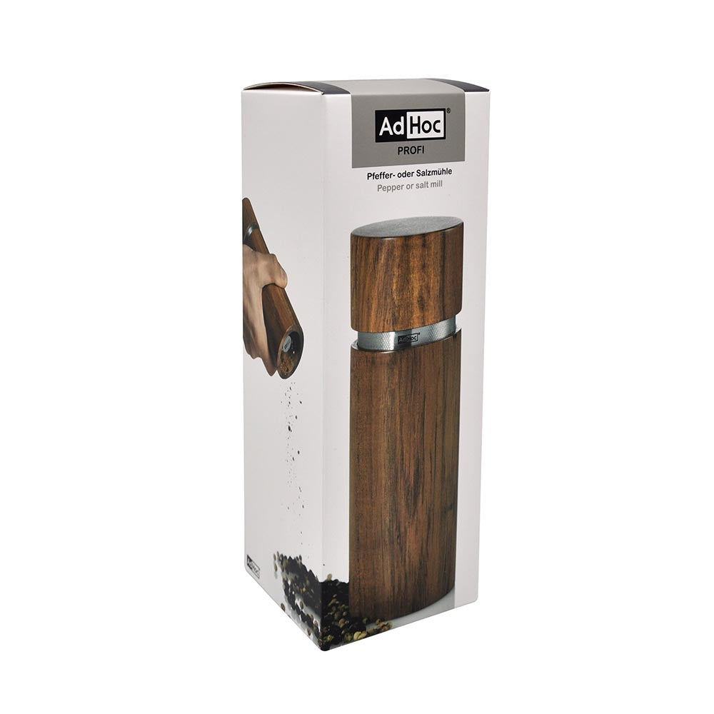 AdHoc Germany Salt or Pepper Grinder in Acacia Wood: 4x Grind Output - Profi XL