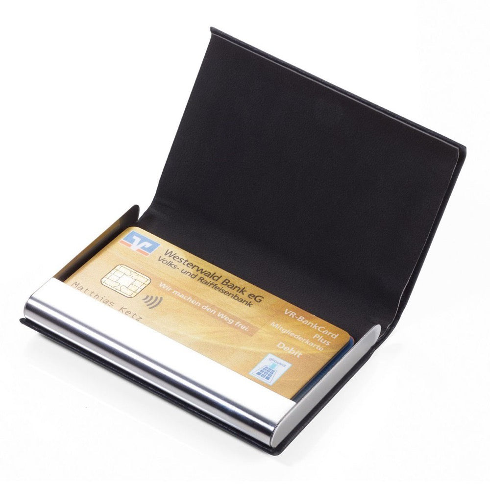 Troika Credit Card Case with RFID Shielding Marble Safe - Black