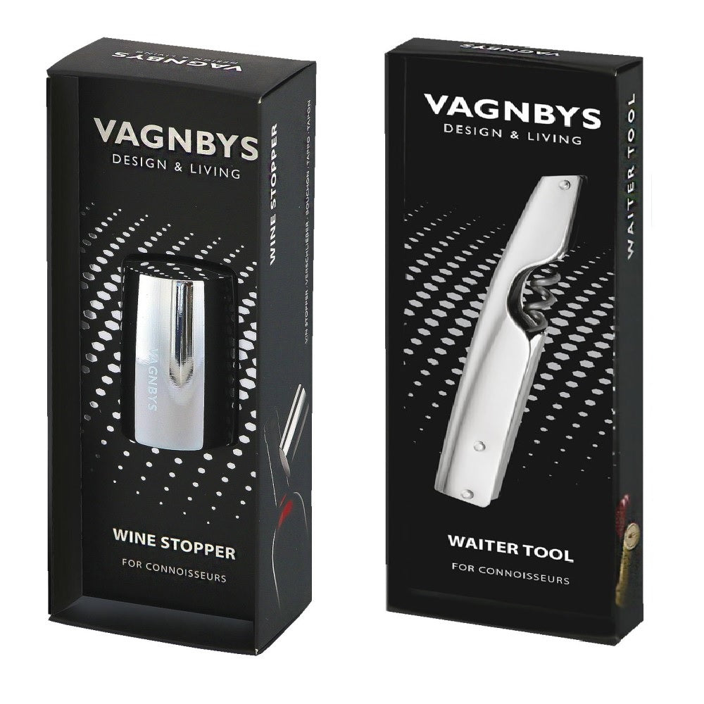 VAGNBYS Barware Wine Tool Set: Waiter's Tool & Wine Stopper - 2 Piece Set