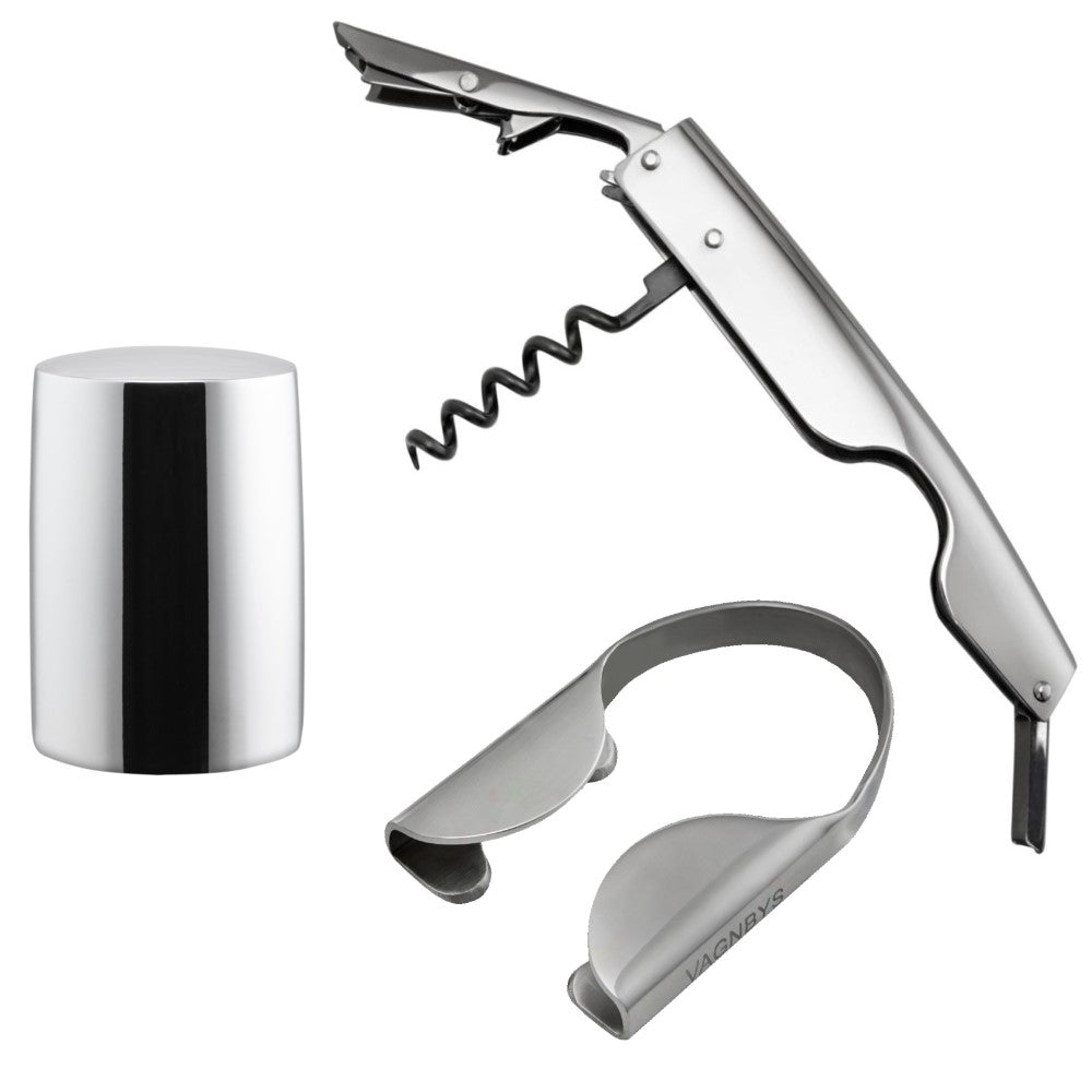 VAGNBYS Barware Wine Tool Set: Waiter's Tool, Wine Stopper & Foil Cutter