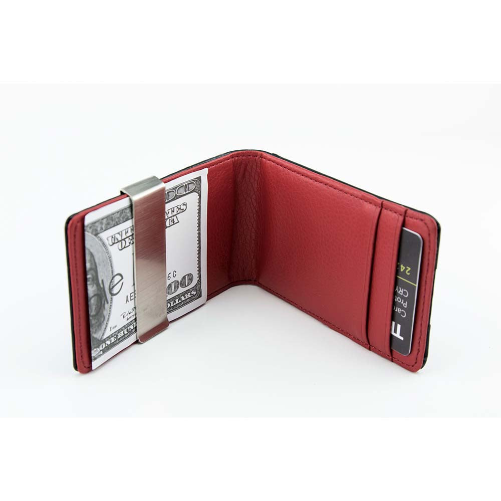 TROIKA RFID Shielding Credit Card Case with Money Clip - Black & Red