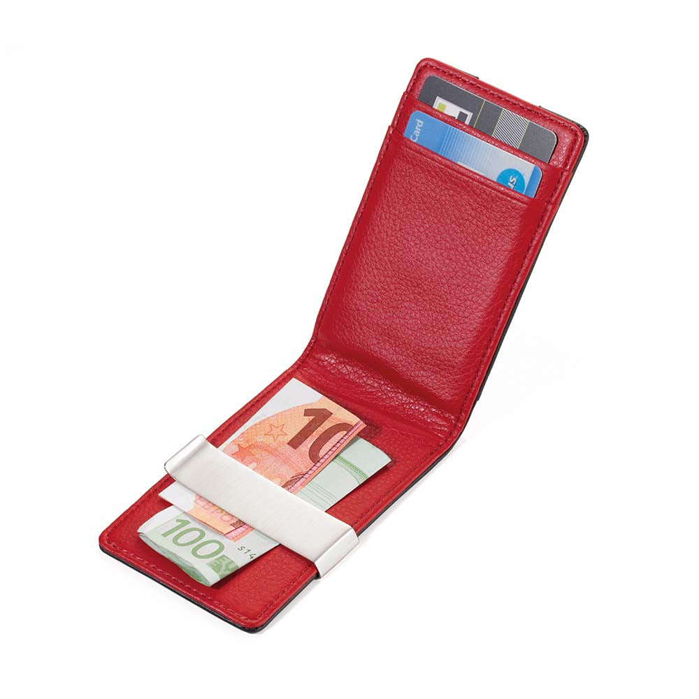 TROIKA RFID Shielding Credit Card Case with Money Clip - Black & Red