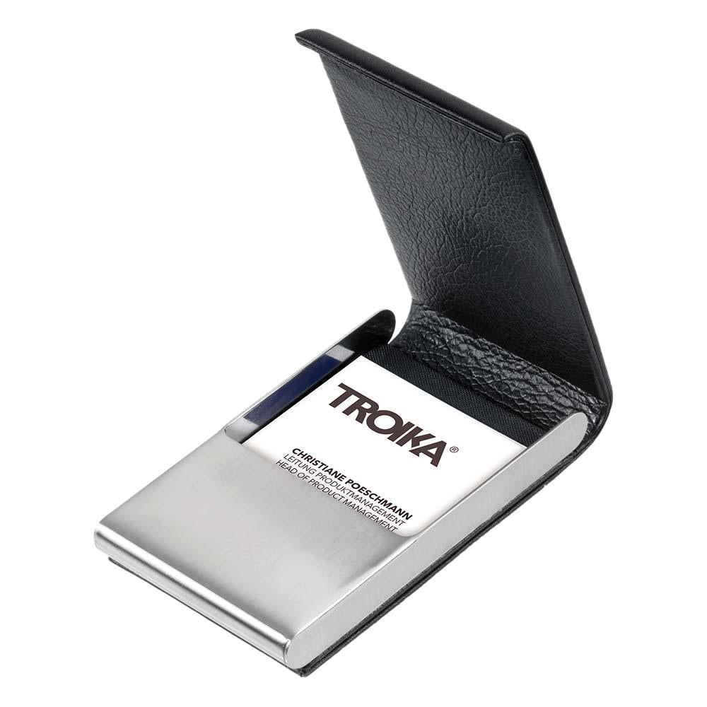 TROIKA Business or Credit Card Case in Fine Leather - Midnight Black