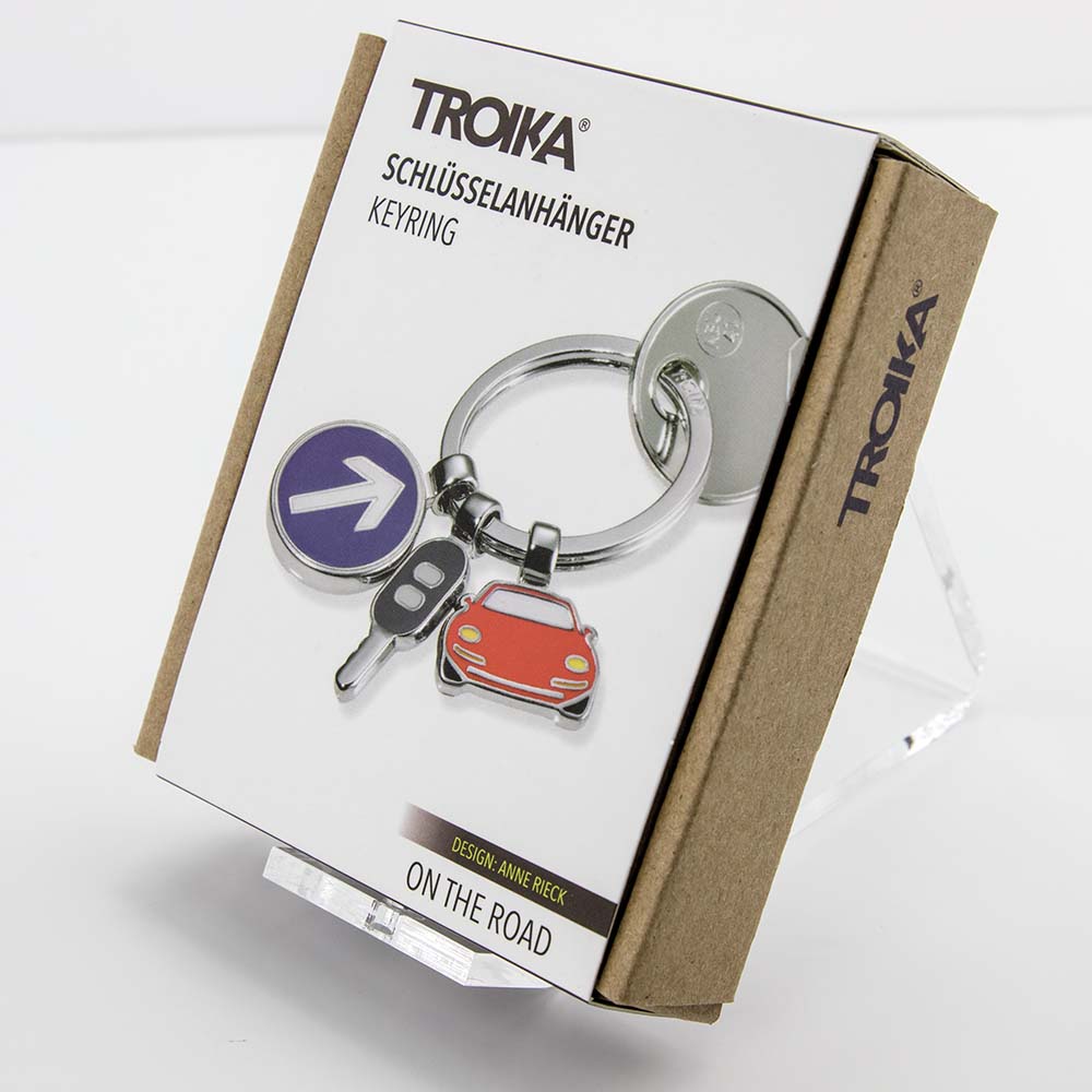 TROIKA Keyring with 3 Charms ON THE ROAD