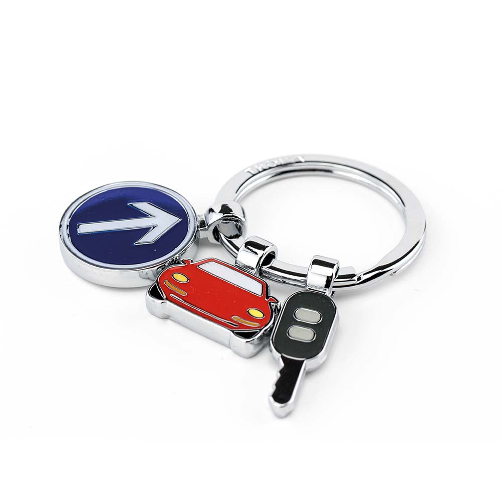 TROIKA Keyring with 3 Charms ON THE ROAD