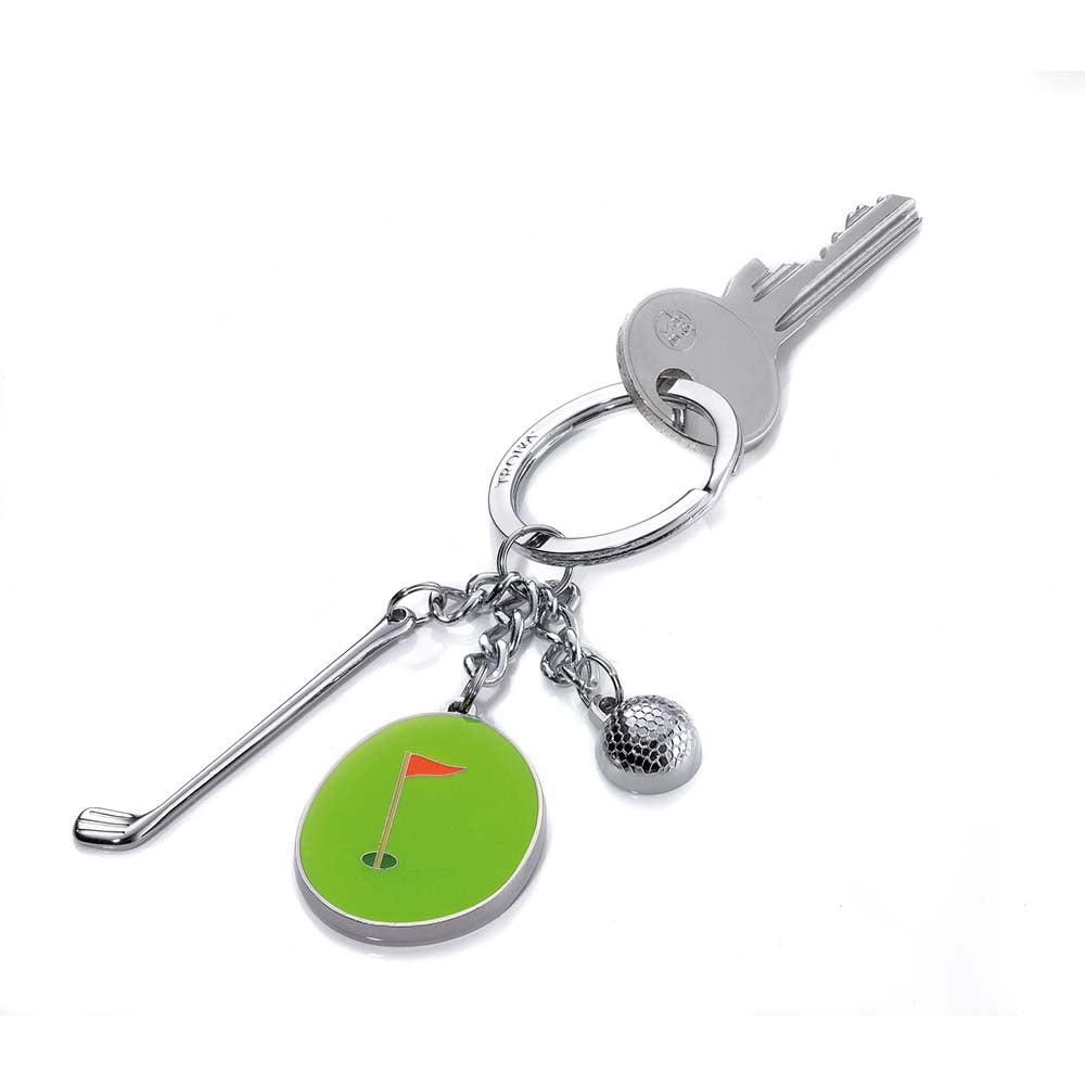 TROIKA Keyring with 3 Golf Charms HOLE IN ONE