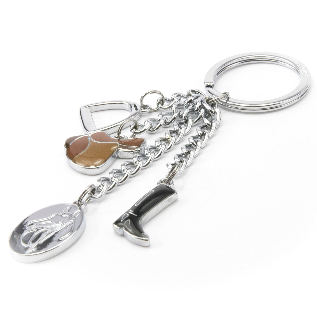 TROIKA Keyring with 4 Charms LUCKY HORSE PFERDEGLUCK