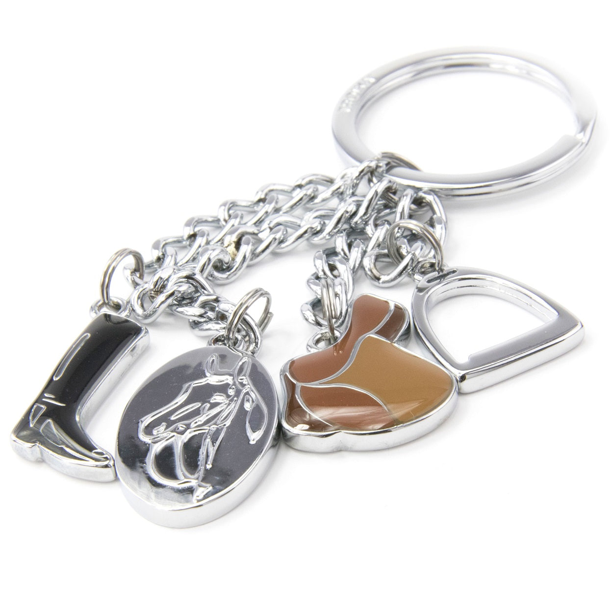 TROIKA Keyring with 4 Charms LUCKY HORSE PFERDEGLUCK