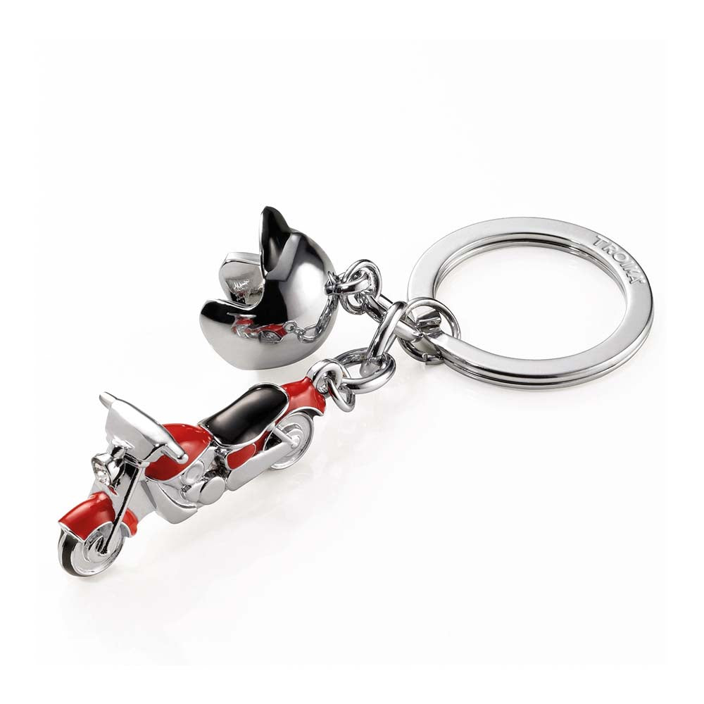 TROIKA Keyring with 2 Charms KEY CRUISING Silver and Red