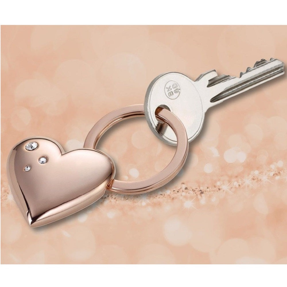 TROIKA Keyring Heart – ROSY HEART GIRLS BEST FRIEND – Rose Gold Colour