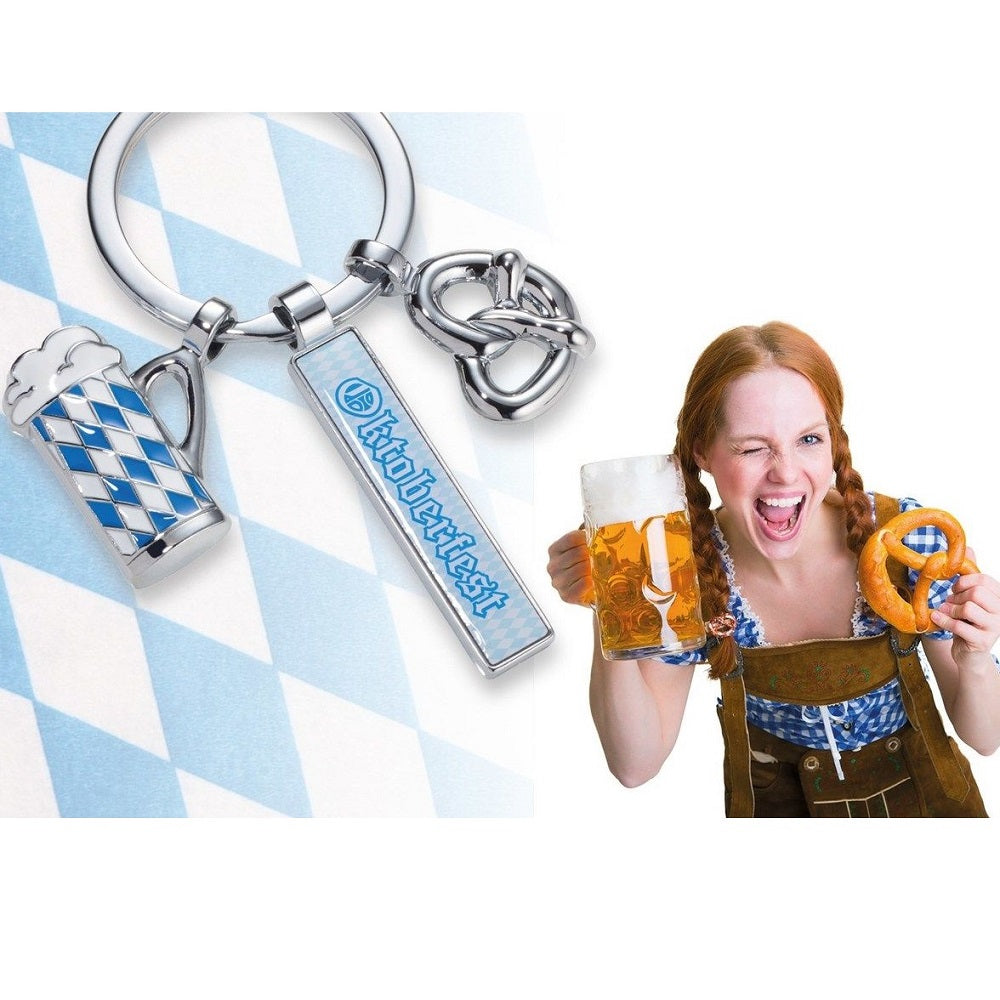 Troika Keyring OKTOBERFEST with 3 Charms: Oktoberfest / Pretzel / Beer Mug