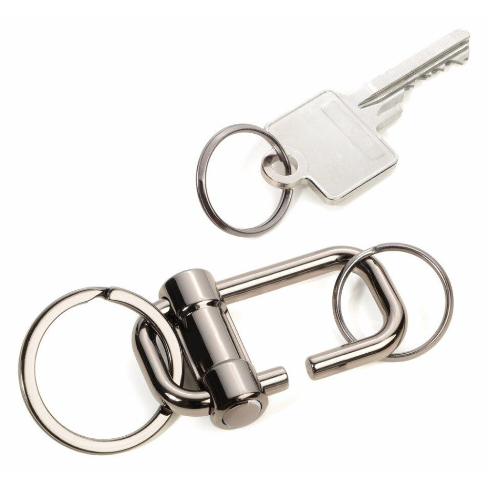 TROIKA Keyring with Quick-Release Slide Lock: 2-Way Key - Grey