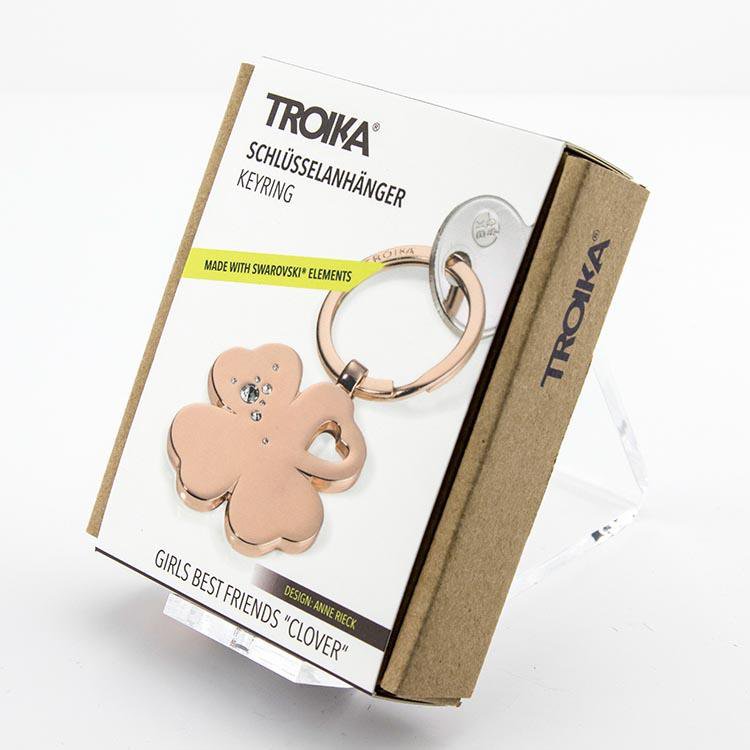 TROIKA - Lucky Clover Keyring - Rose Gold Colour