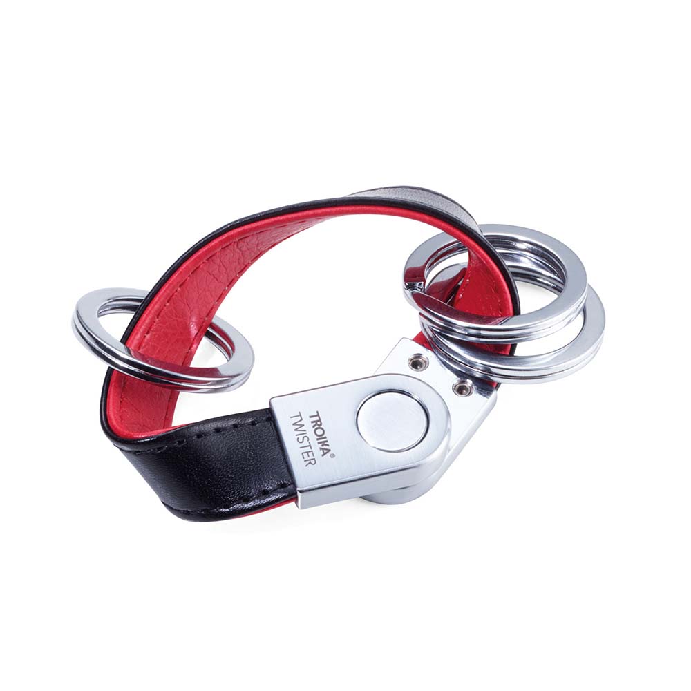 TROIKA Keyring with Leather Strap and Rounded Twist-Lock - Red Pepper