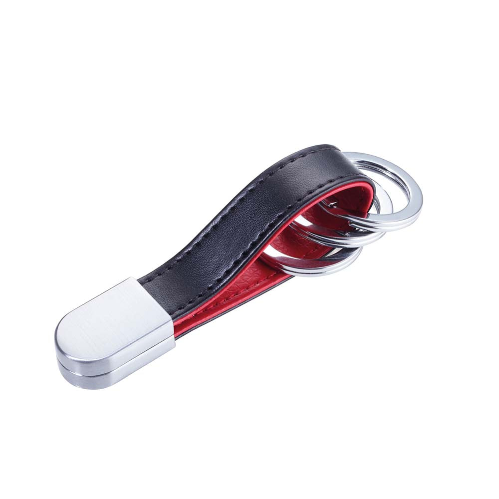 TROIKA Keyring with Leather Strap and Rounded Twist-Lock - Red Pepper