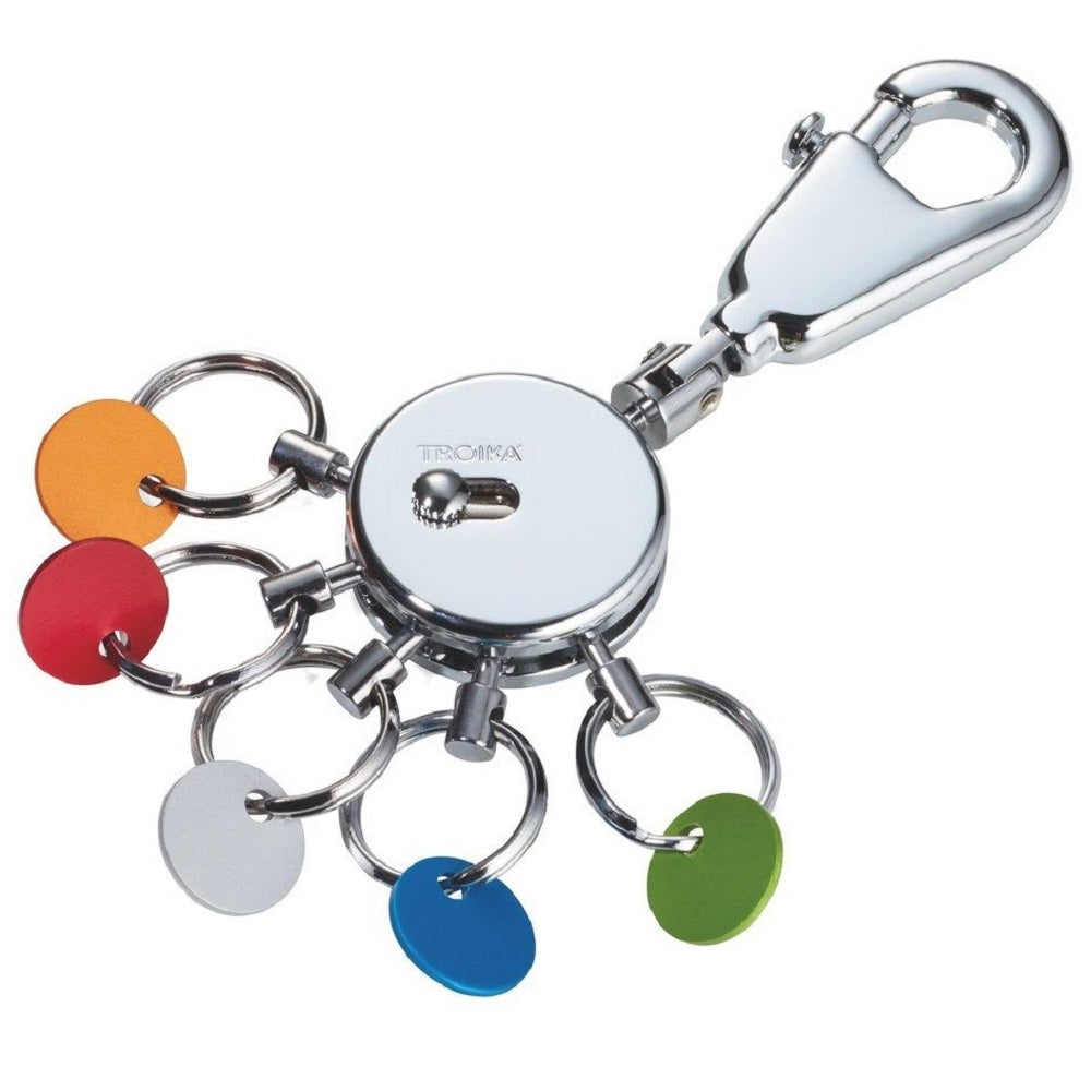 Troika Keyring with Carabiner and 5 Rings PATENT COLOUR – Shiny