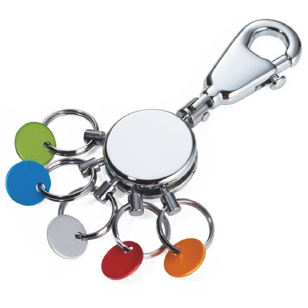 Troika Keyring with Carabiner and 5 Rings PATENT COLOUR – Shiny