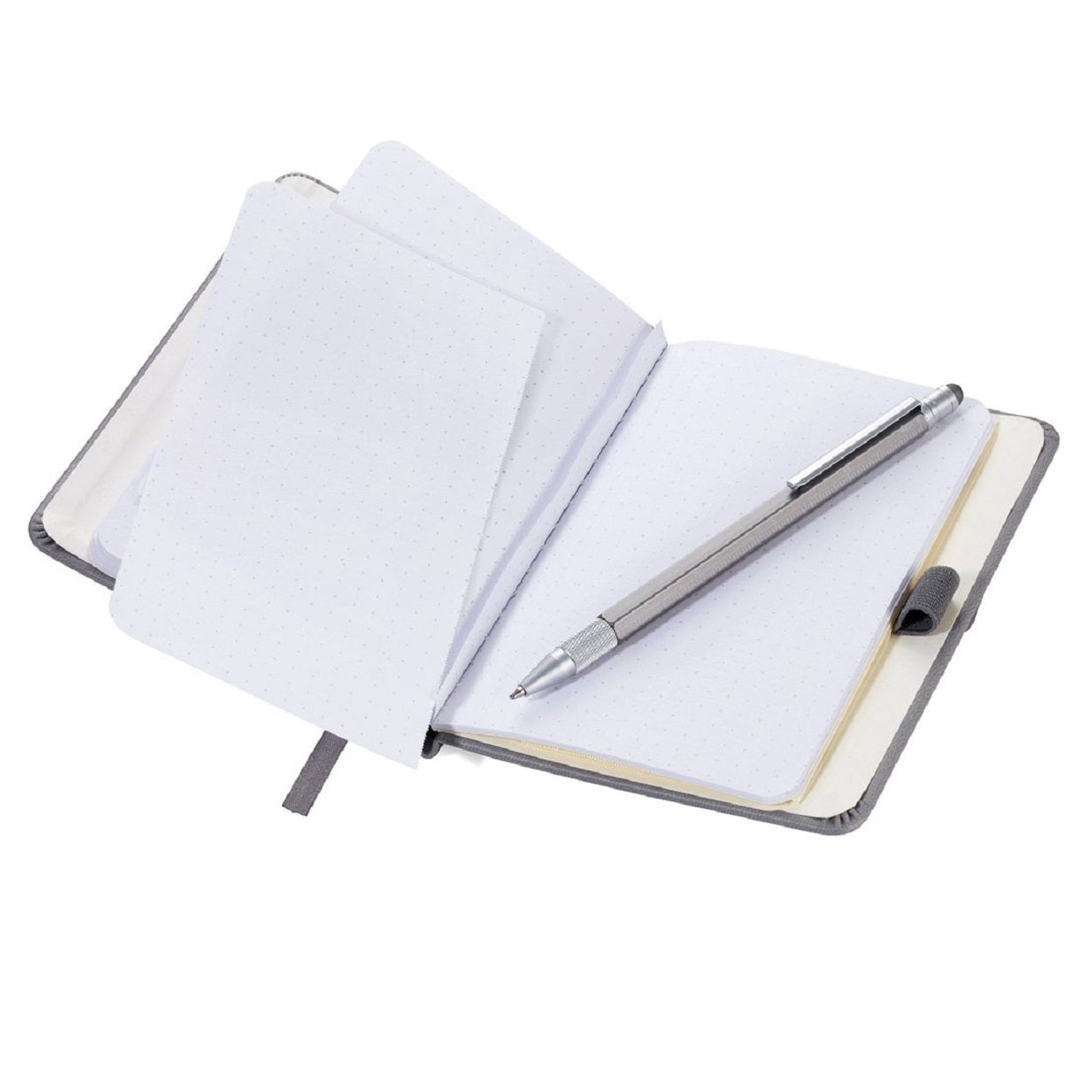 TROIKA Notepad A6 with Slim Multitasking Ballpoint Pen - Grey