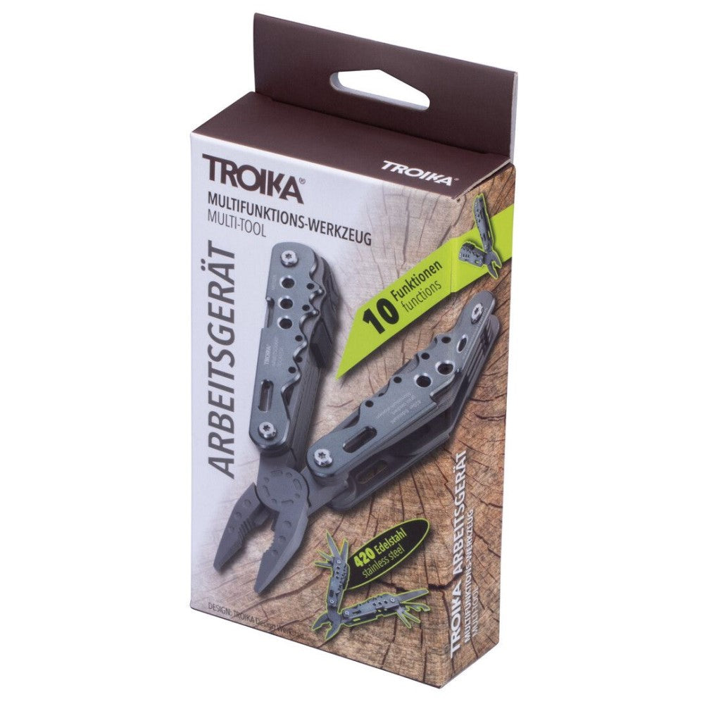 TROIKA Multi-Tool with 10 Functions Including Pliers, Knife, Openers TOL41/GY