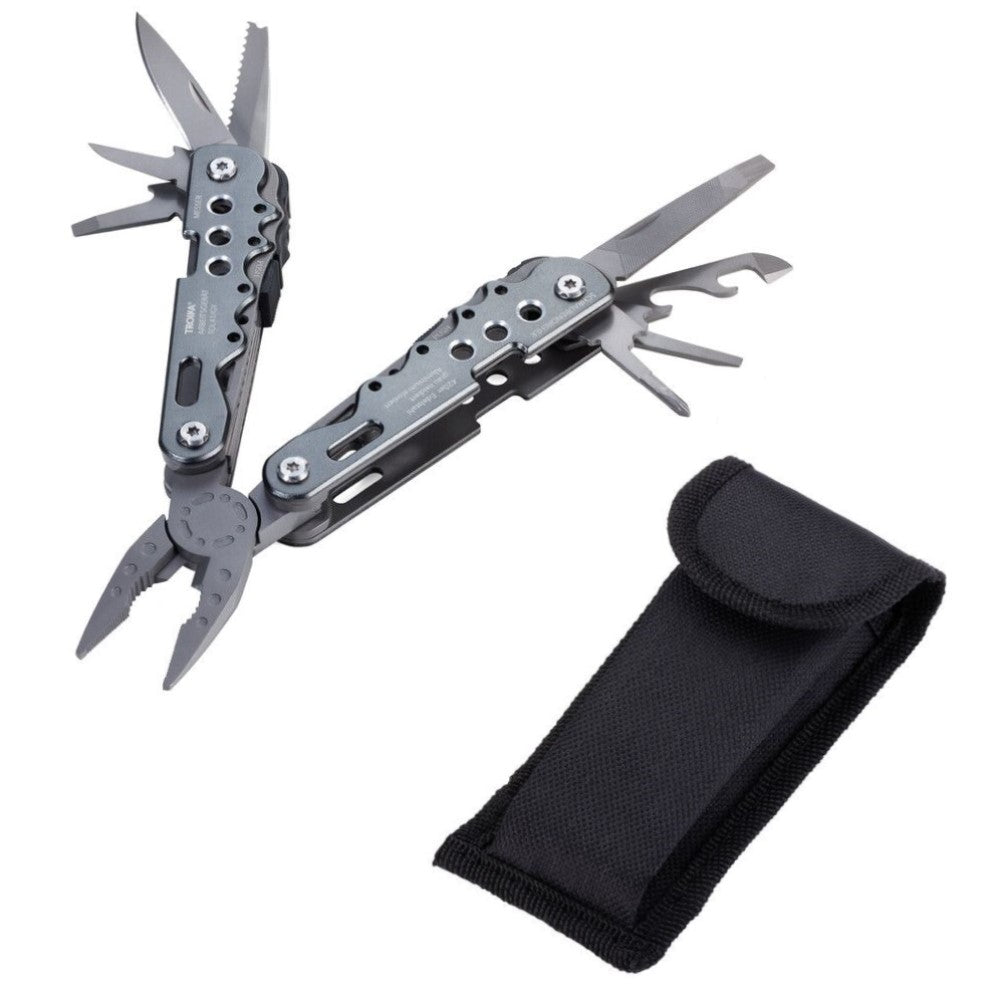 TROIKA Multi-Tool with 10 Functions Including Pliers, Knife, Openers TOL41/GY