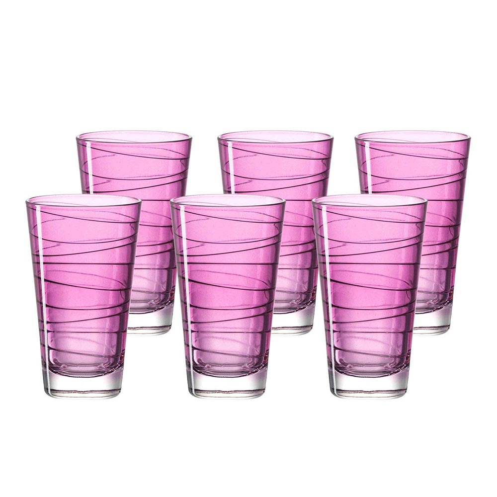 Leonardo Tall Drinking Glass - Violet Purple VARIO 6 Piece